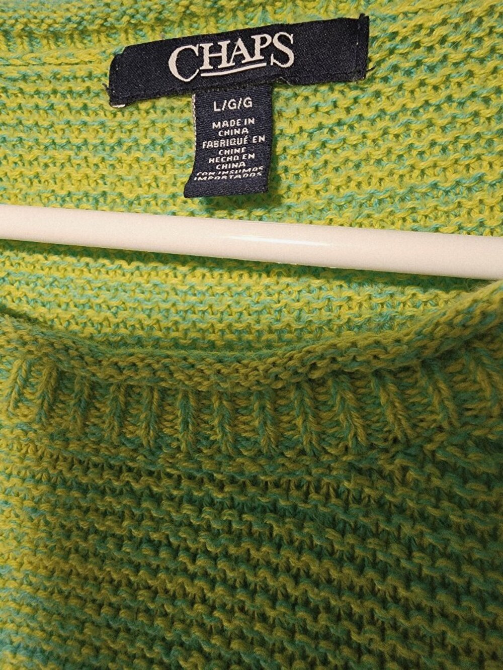Chaps Ralph Lauren Cotton Sweater Ombre Lime Green-Blue Long Sleeve Medium